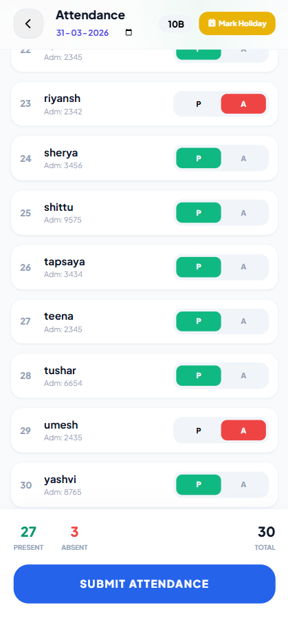 SmartAttendX Attendance UI